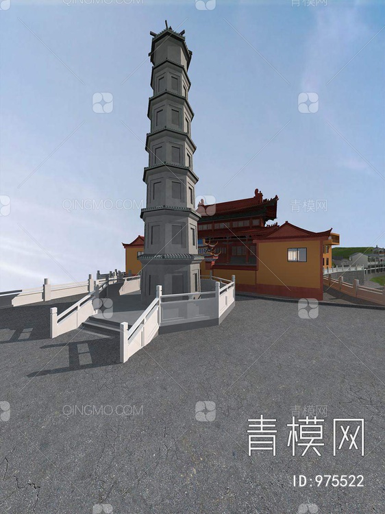 【寺庙 古建筑3D模型】-现代VR有灯光有贴图MAX2016寺庙 古建筑3d模型下载-ID975522-免费3Dmax模型库 - 青模3d模型网