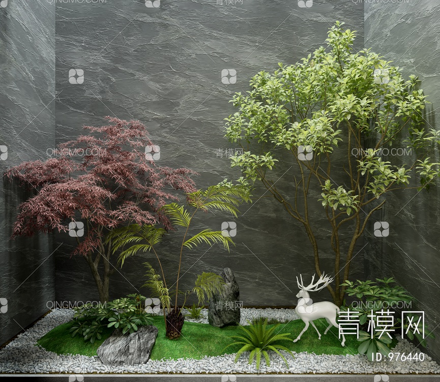 别墅客厅天井景观3D模型下载【ID:976440】