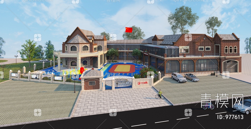 幼儿园建筑外观3D模型下载【ID:977613】
