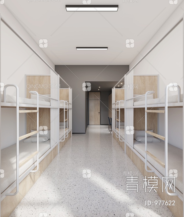 大学寝室床3D模型下载【ID:977622】
