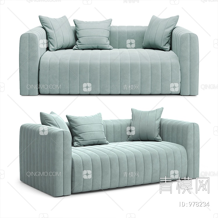 意大利条纹沙发 双人沙发3D模型下载【ID:978234】