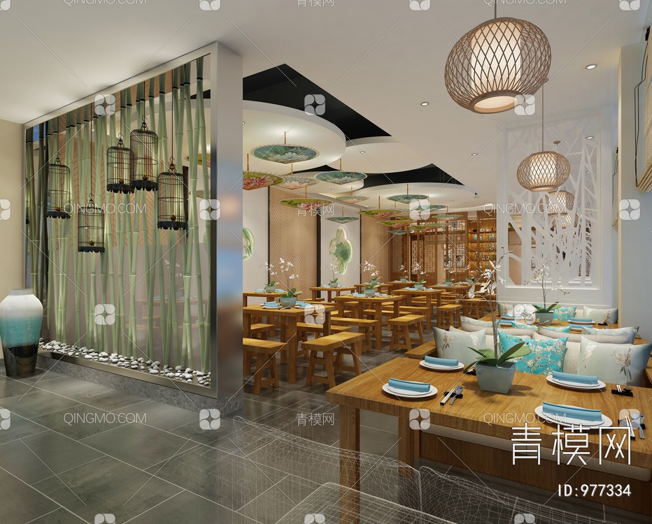 新装饰餐厅3D模型下载【ID:977334】