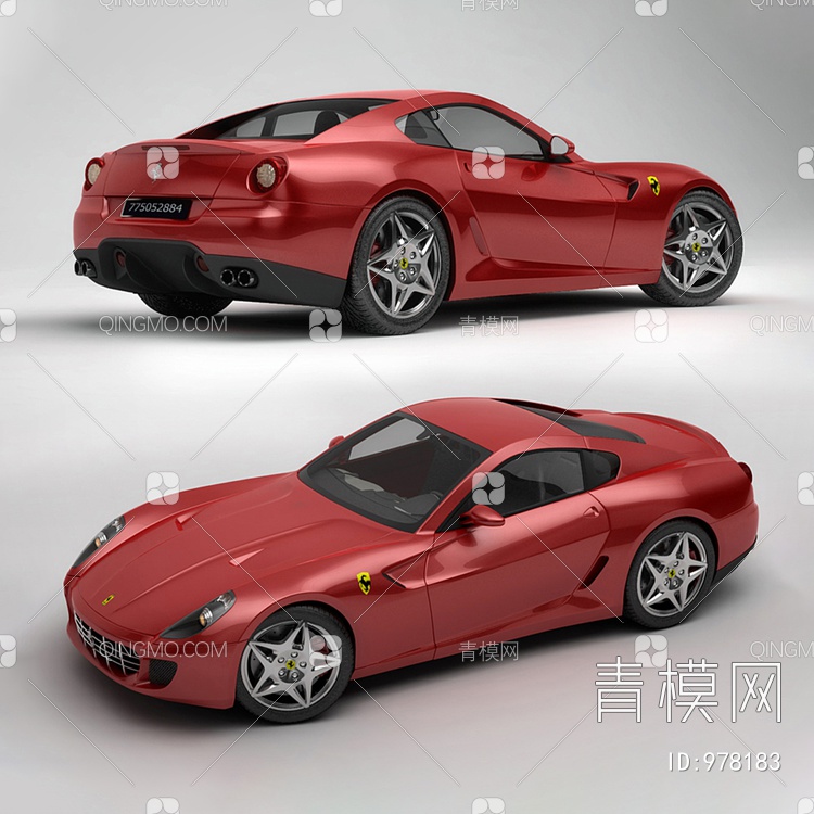 红色法拉利跑车3D模型下载【ID:978183】