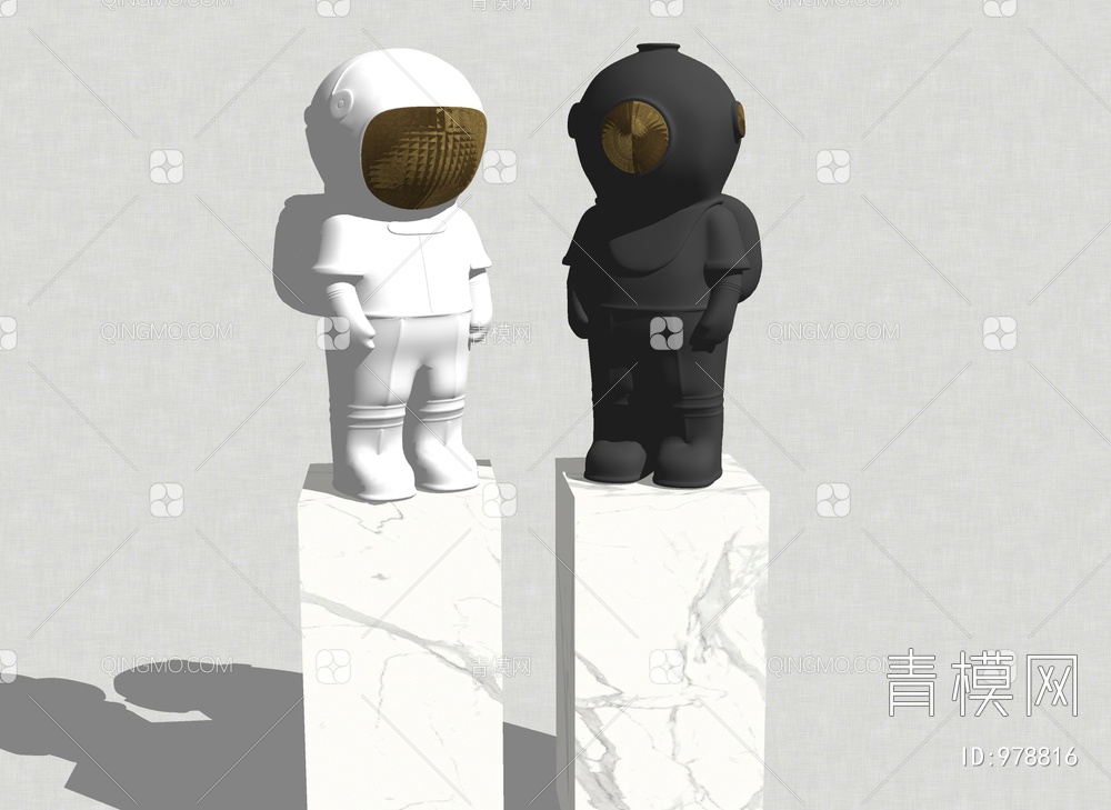太空人物雕塑SU模型下载【ID:978816】