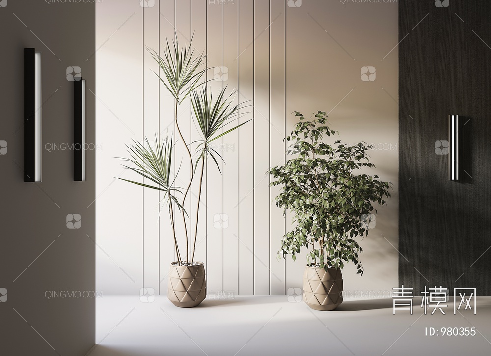 【绿植 盆栽3D模型】-现代VR有灯光有贴图MAX2014绿植 盆栽3d模型下载-ID980355-免费3Dmax模型库 - 青模3d模型网