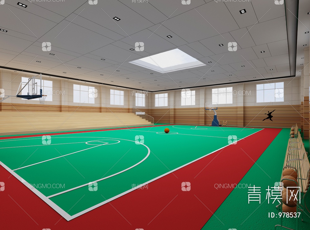 学校室内篮球场3D模型下载【ID:978537】