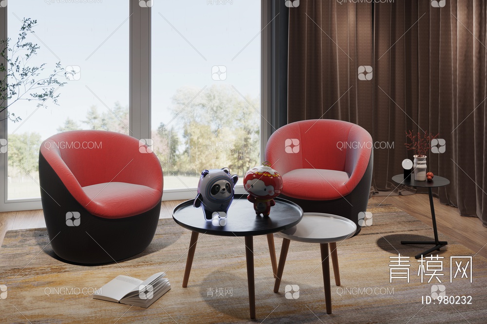 单人沙发 洽谈椅3D模型下载【ID:980232】