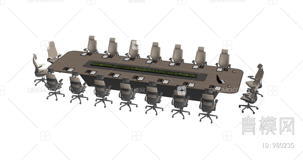 会议桌椅SU模型下载【ID:980235】
