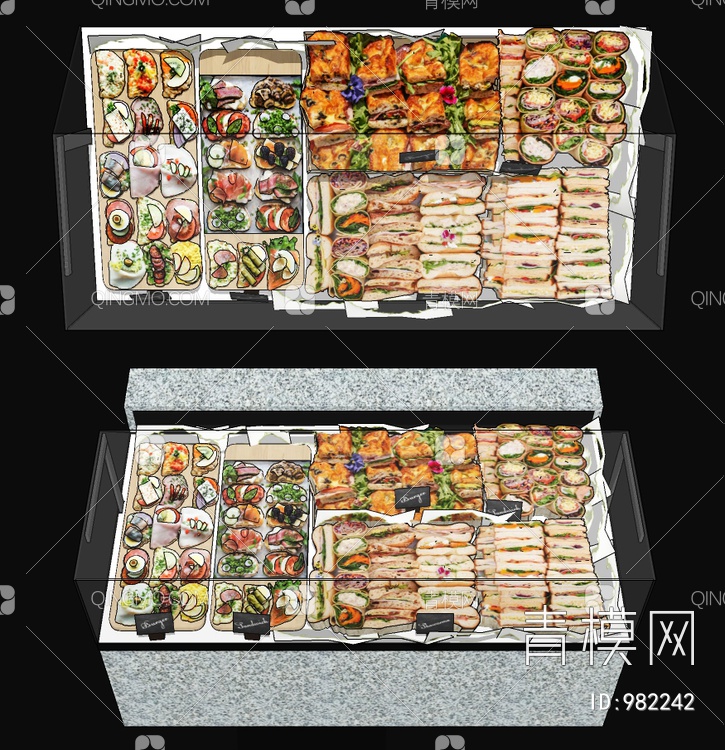 超市食品货架SU模型下载【ID:982242】