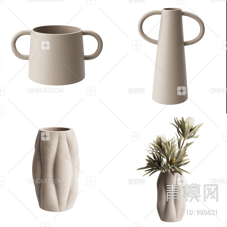 陶瓷花瓶3D模型下载【ID:980631】