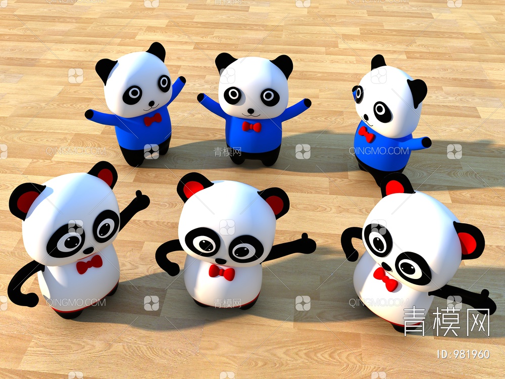 卡通熊猫玩具角色3D模型下载【ID:981960】