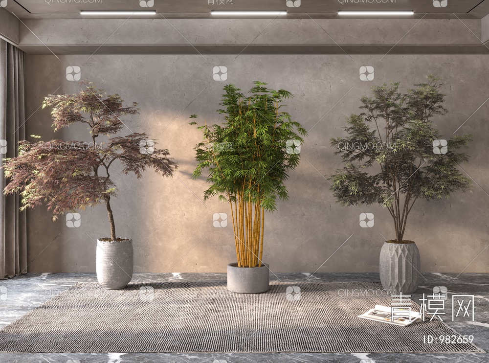 盆栽绿植竹子3D模型下载【ID:982659】