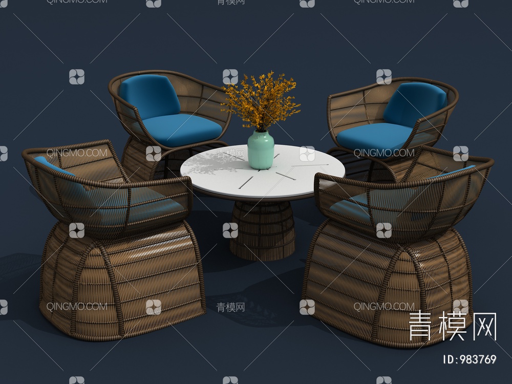 桌椅组合3D模型下载【ID:983769】