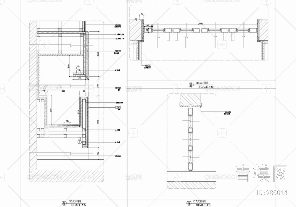 1100㎡员工餐厅CAD施工图+效果图 员工食堂【ID:985014】