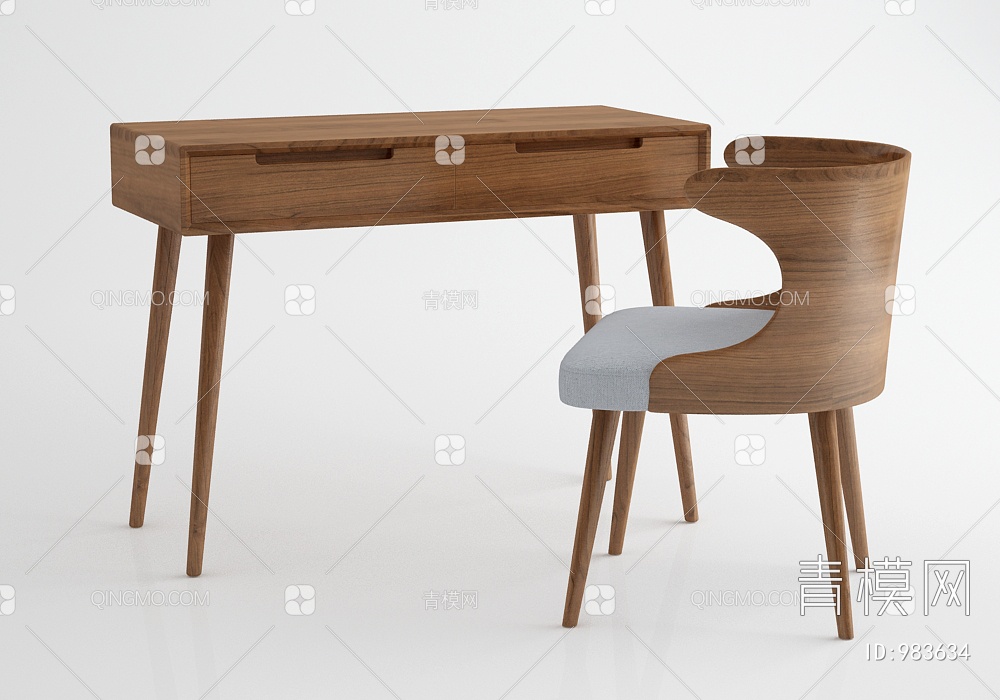 书桌椅组合3D模型下载【ID:983634】