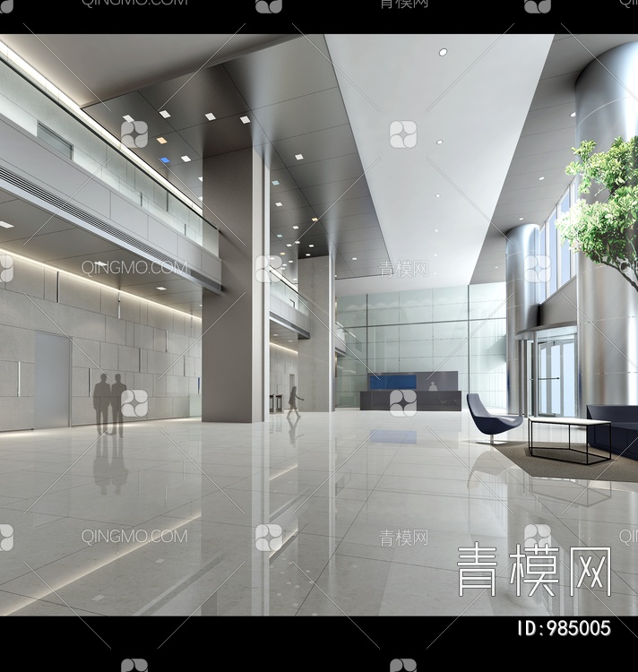1300㎡办公楼大堂电梯厅CAD施工图+效果图  大堂 电梯厅 公区【ID:985005】