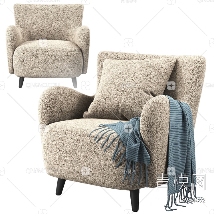 休闲单椅 围巾3D模型下载【ID:984402】