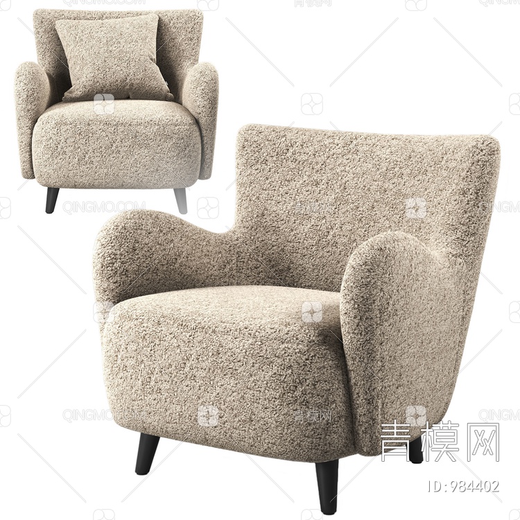 休闲单椅 围巾3D模型下载【ID:984402】