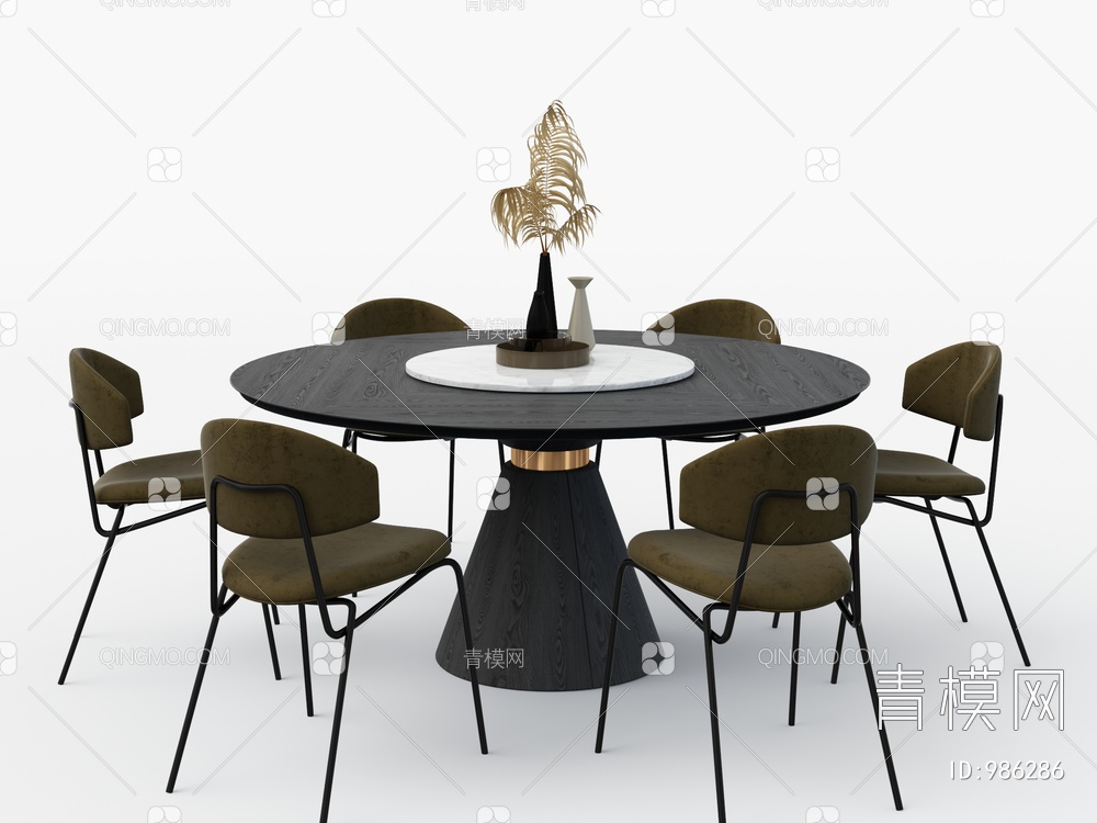 圆形餐桌椅3D模型下载【ID:986286】