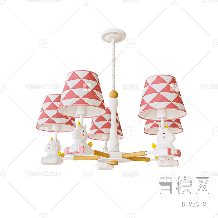 儿童房蘑菇型吊灯3D模型下载【ID:985191】