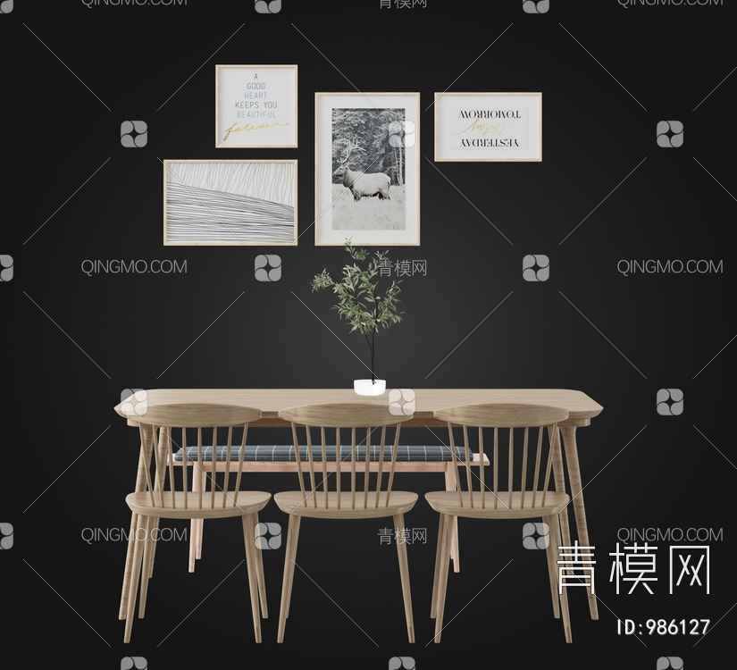 餐桌椅3D模型下载【ID:986127】