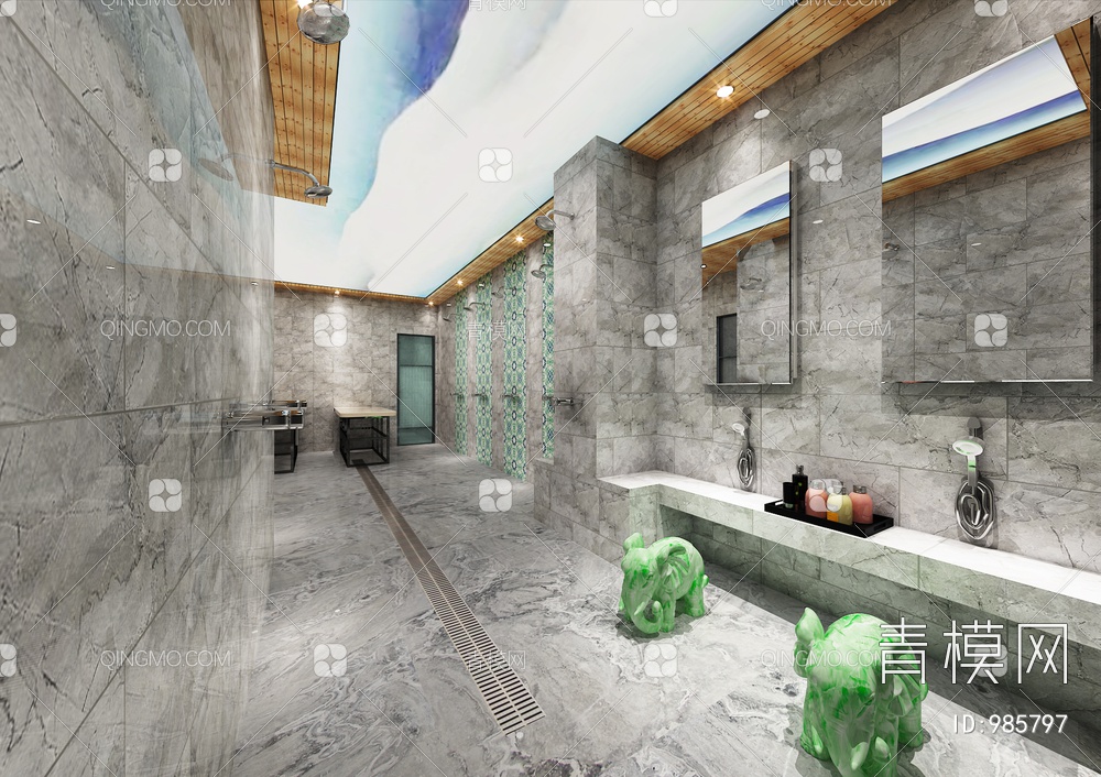 澡堂浴池洗浴3D模型下载【ID:985797】