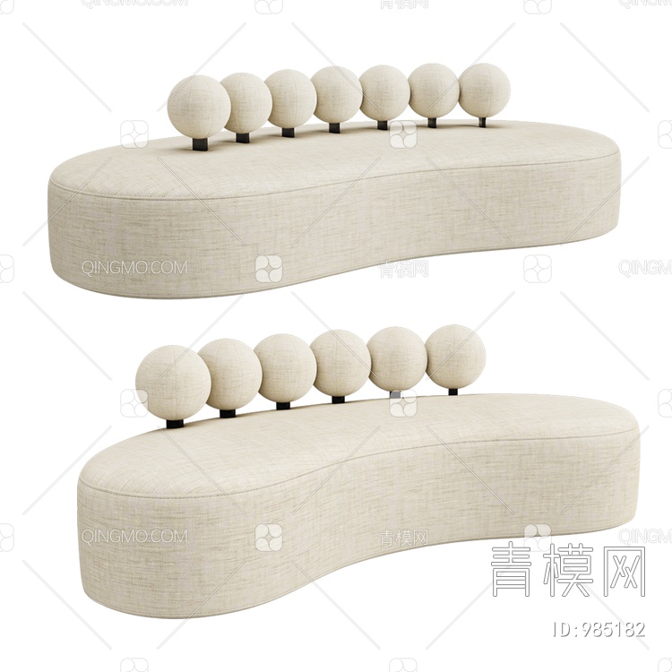 奶白沙发组合3D模型下载【ID:985182】