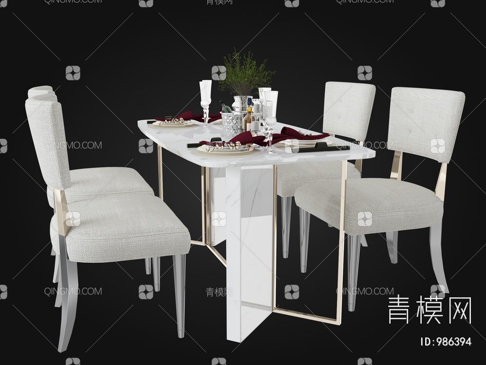 餐桌椅组合3D模型下载【ID:986394】