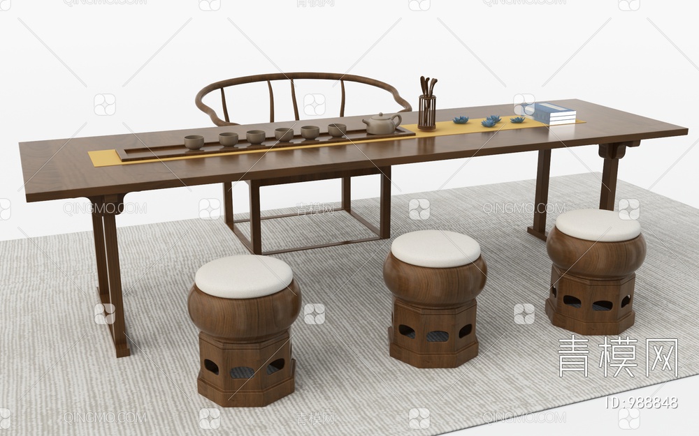 茶桌椅3D模型下载【ID:988848】