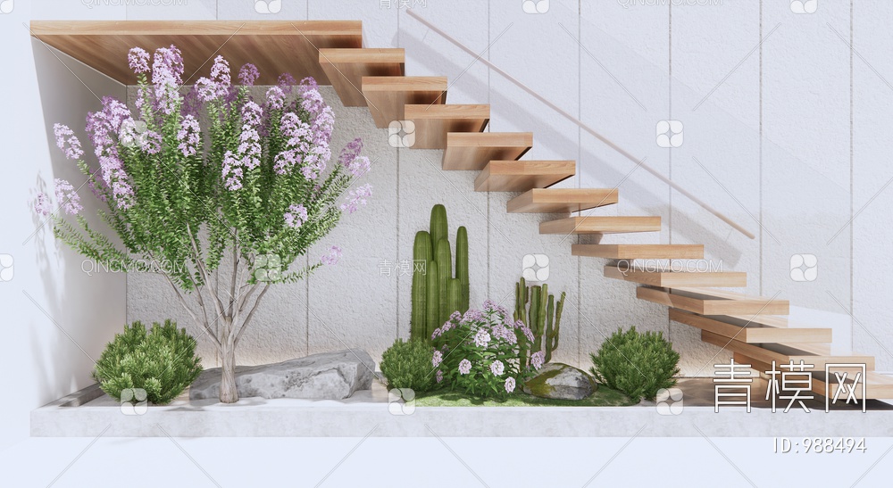 楼梯间植物景观小品SU模型下载【ID:988494】
