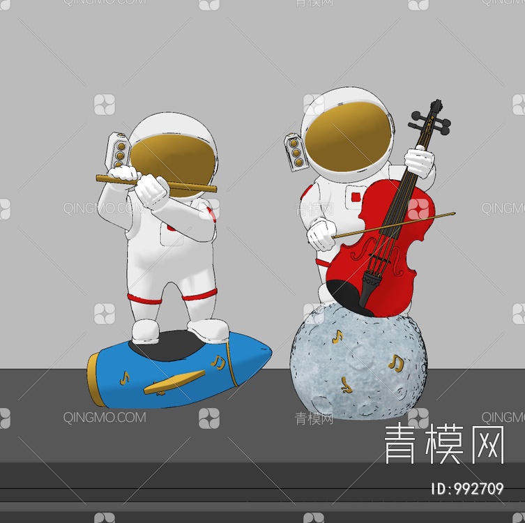 宇航员雕塑SU模型下载【ID:992709】