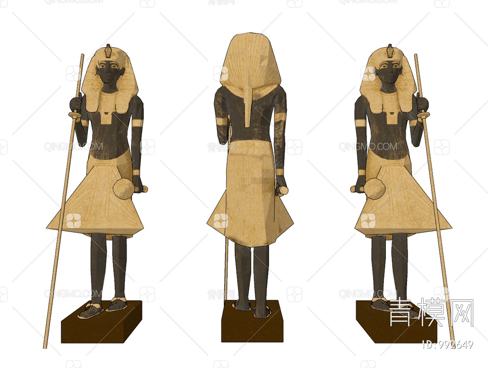 埃及法老雕塑雕像SU模型下载【ID:992649】
