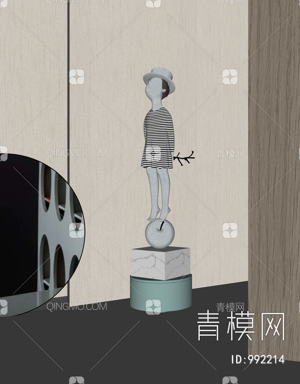 人物雕塑SU模型下载【ID:992214】