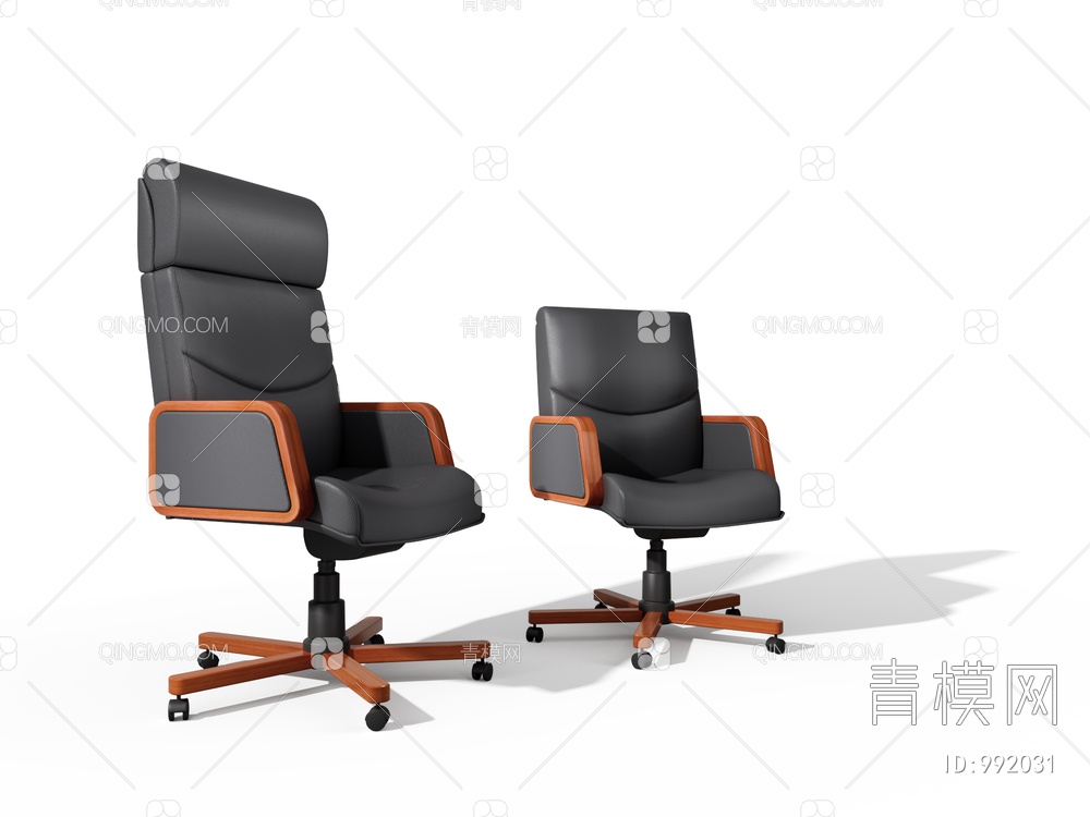 办公皮革大班椅 办公椅3D模型下载【ID:992031】