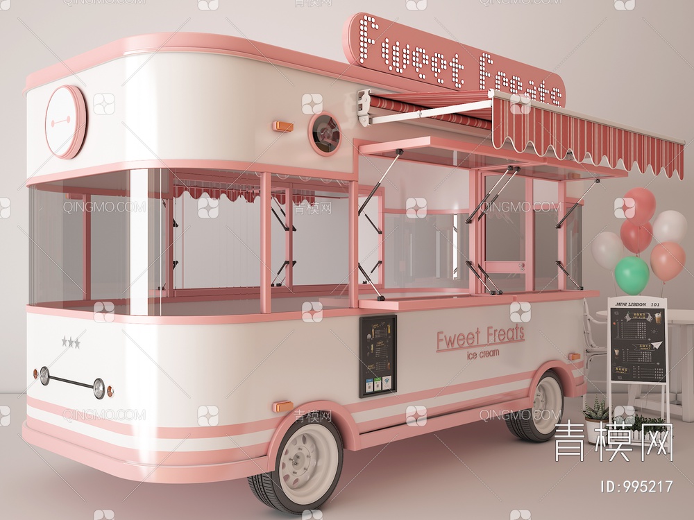 粉色快餐车花车3D模型下载【ID:995217】