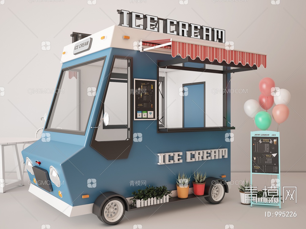 冰淇淋车快餐车3D模型下载【ID:995226】
