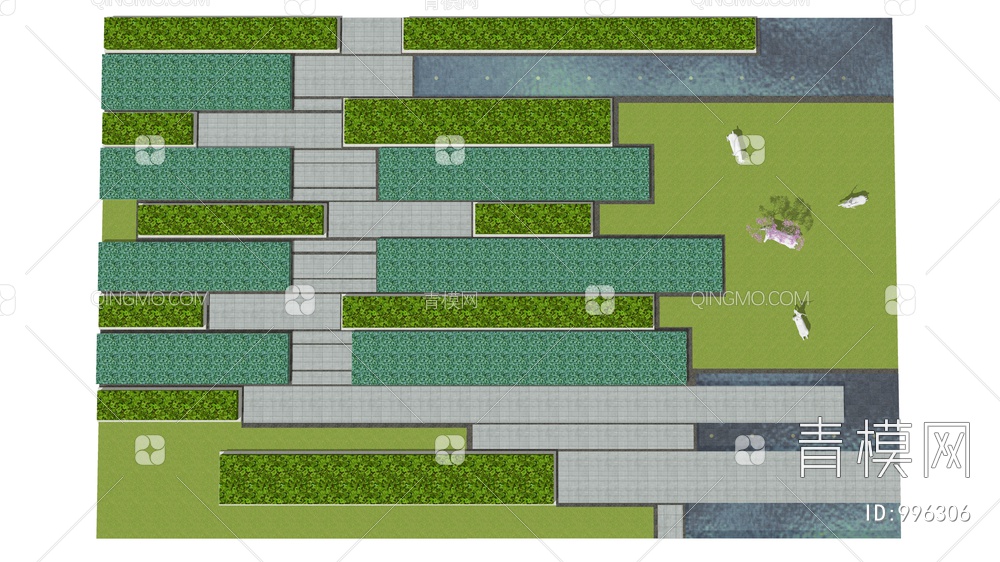 景观汀步SU模型下载【ID:996306】