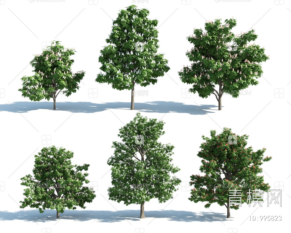 树 树木 花树 白花树3D模型下载【ID:995823】