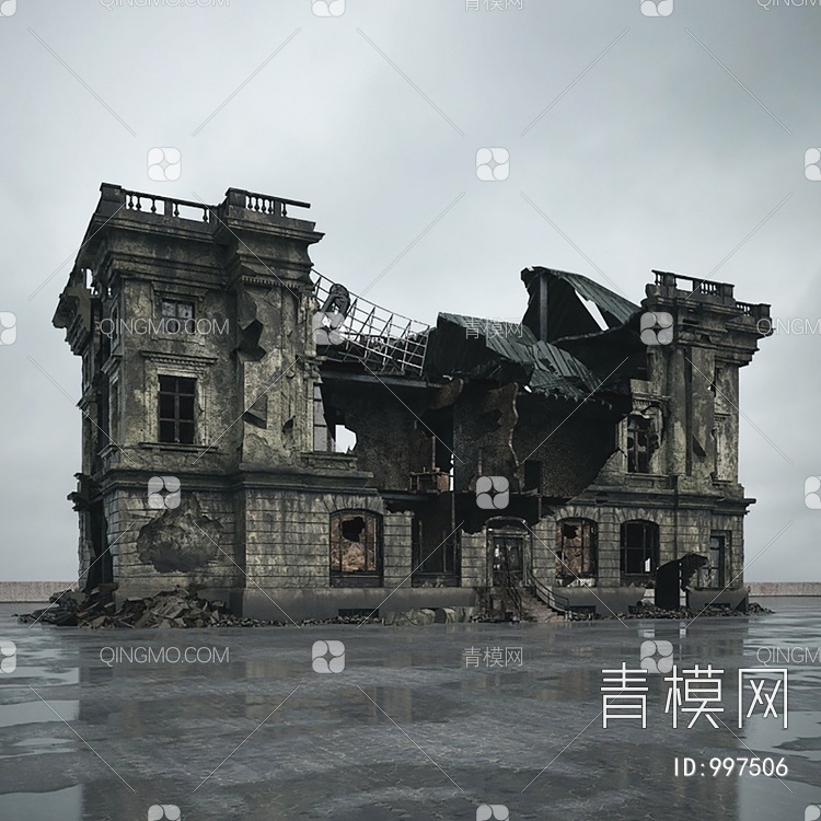 城市废墟废弃建筑3D模型下载【ID:997506】