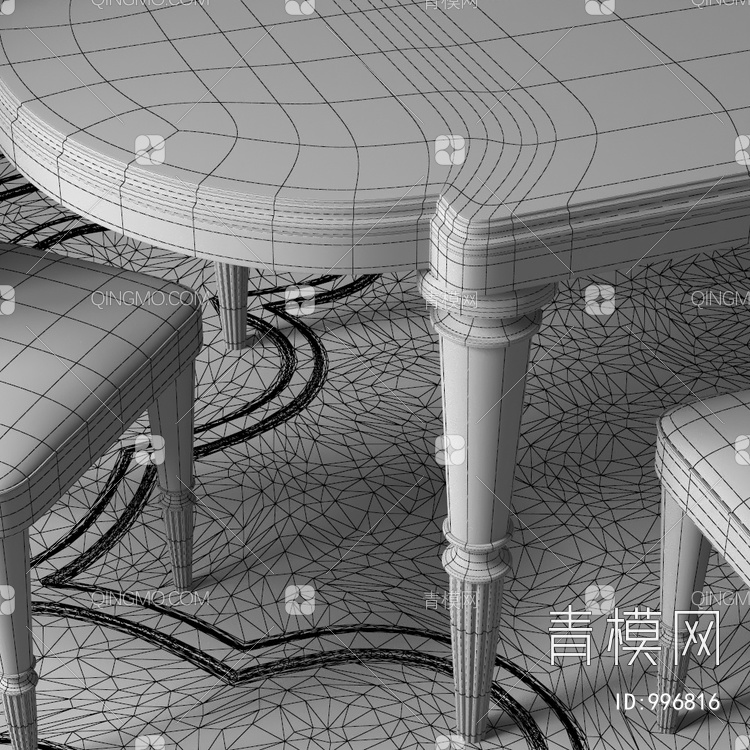 餐桌椅组合3D模型下载【ID:996816】