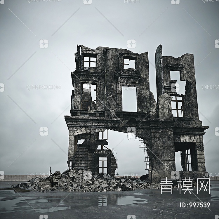 城市废墟废弃建筑3D模型下载【ID:997539】
