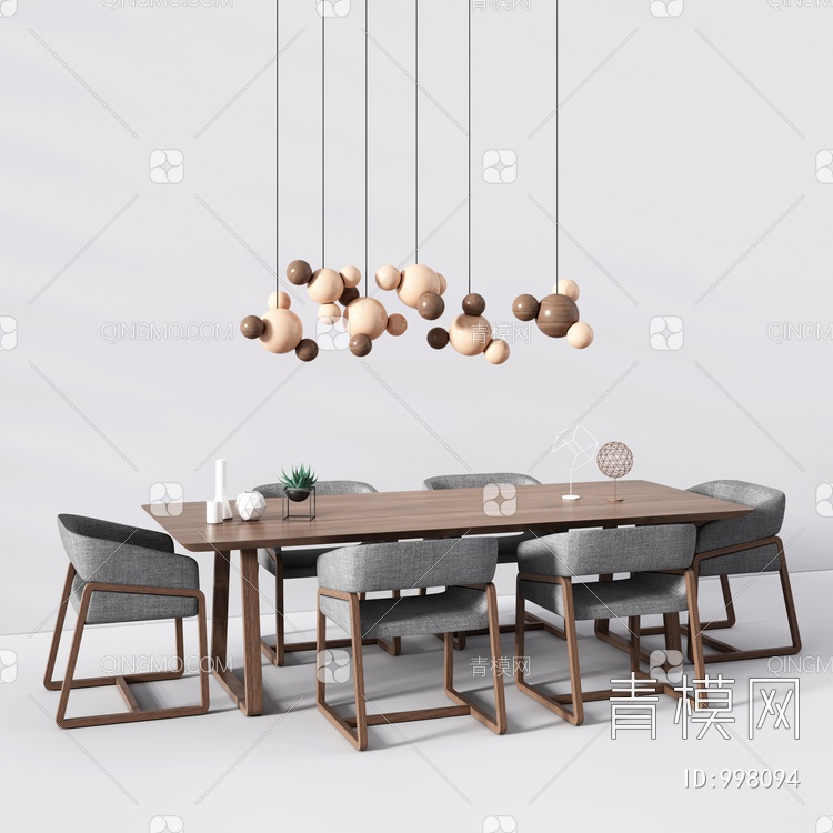 餐桌椅 实木餐桌椅3D模型下载【ID:998094】