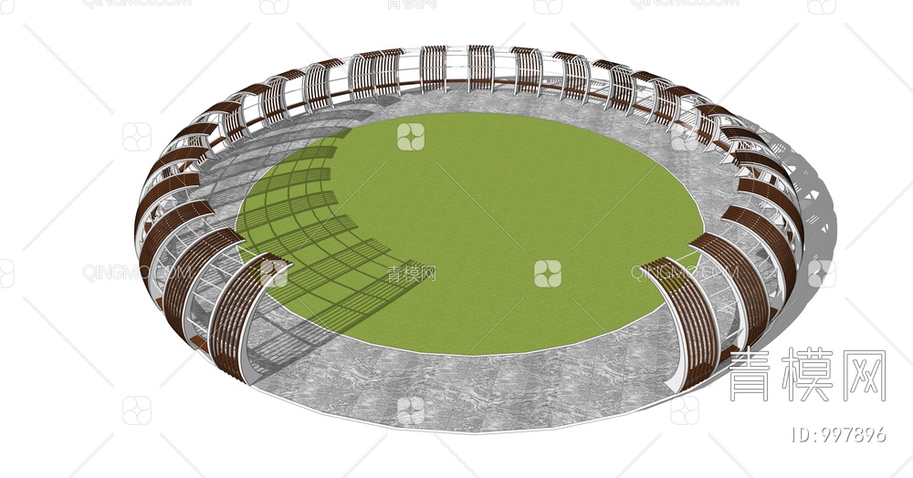 弧形廊架SU模型下载【ID:997896】