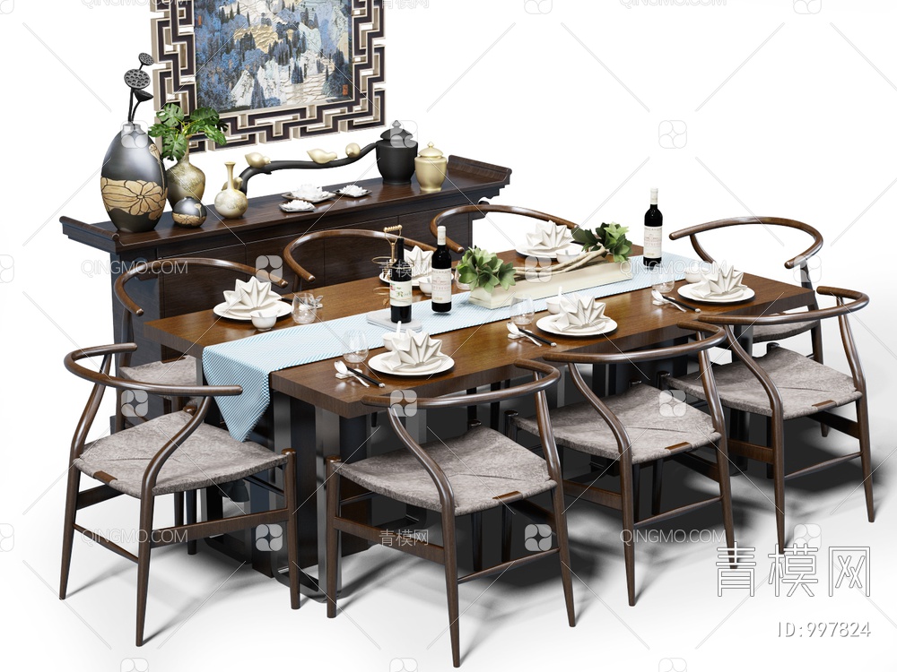 餐桌椅组合 餐桌 桌3D模型下载【ID:997824】
