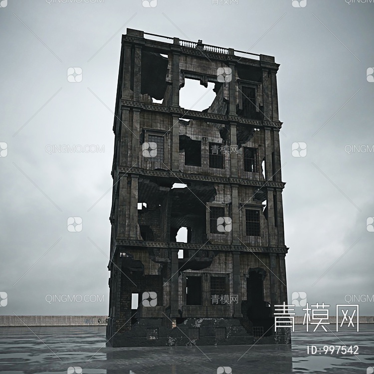 城市废墟废弃建筑3D模型下载【ID:997542】