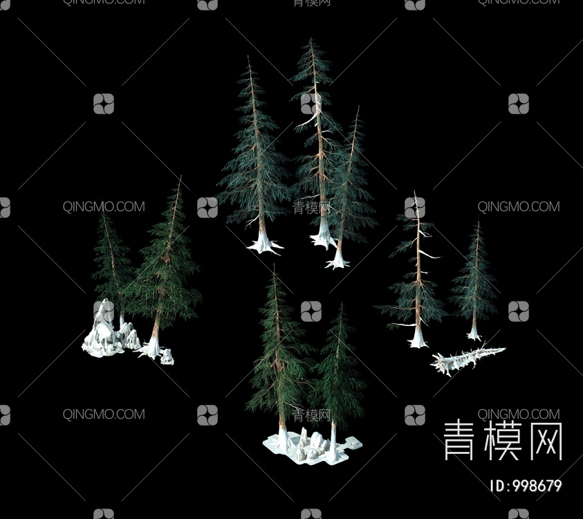 松树 树 雪地 雪树3D模型下载【ID:998679】