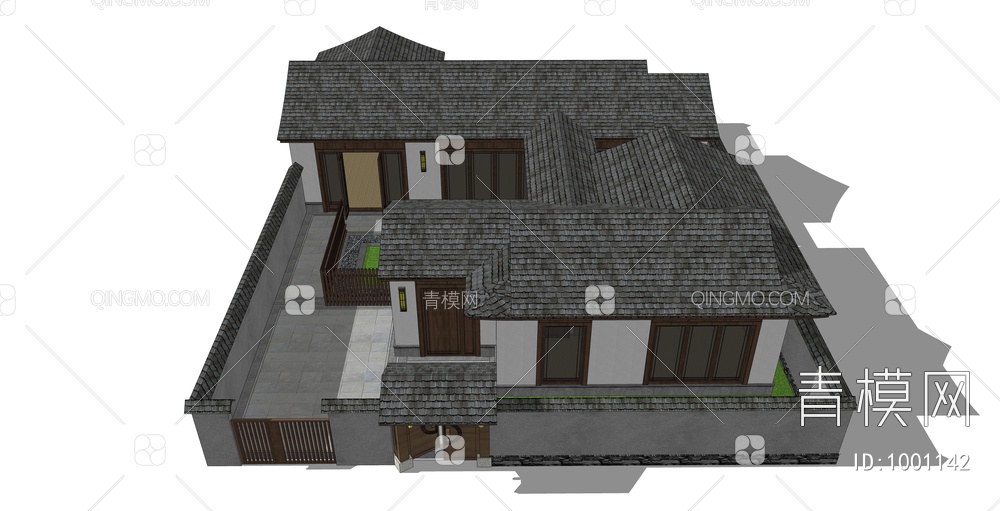 民宿小院SU模型下载【ID:1001142】