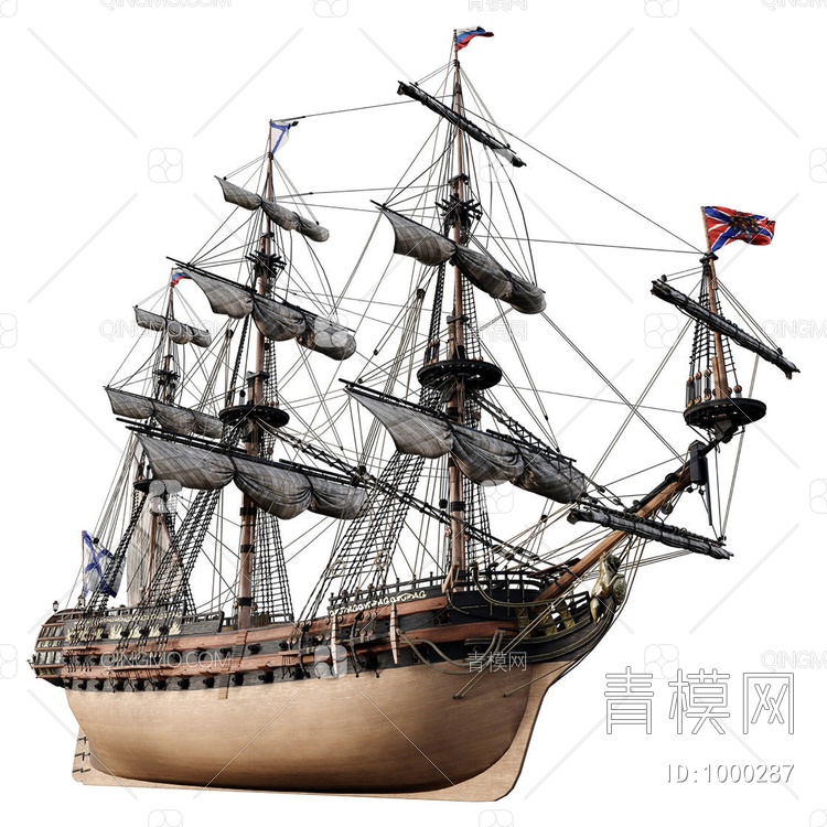 帆船海盗船3D模型下载【ID:1000287】