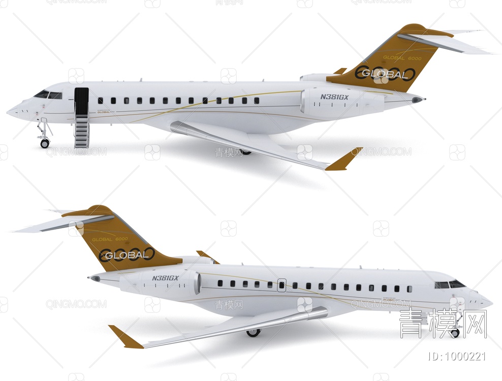 民航客机飞机3D模型下载【ID:1000221】