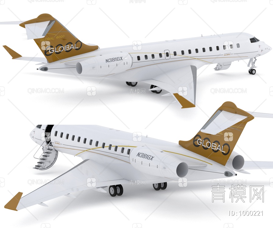 民航客机飞机3D模型下载【ID:1000221】